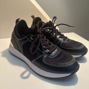 Michael Kors Black and Brown Sneakers with Gold Accents